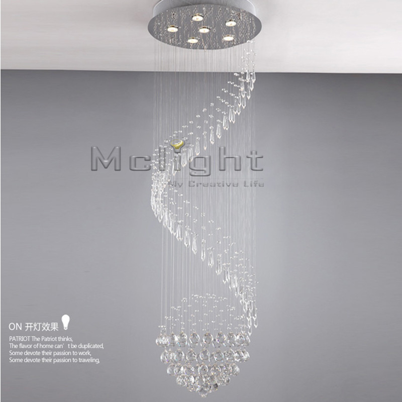 modern vanity large led crystal light chandelier spiral design lustres de cristal stair lighting for el decoration