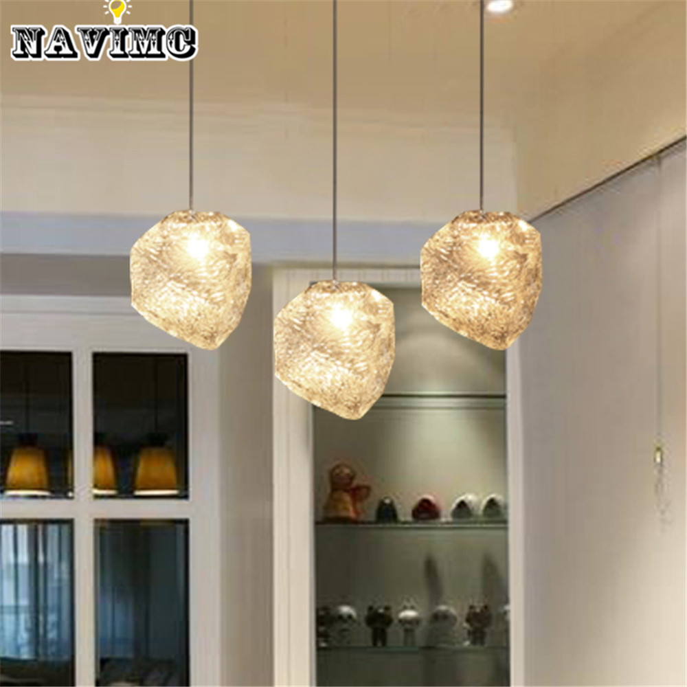 modern white crystal ice glass kitchen home living dining room restaurant pendant light fixtures whole lamps
