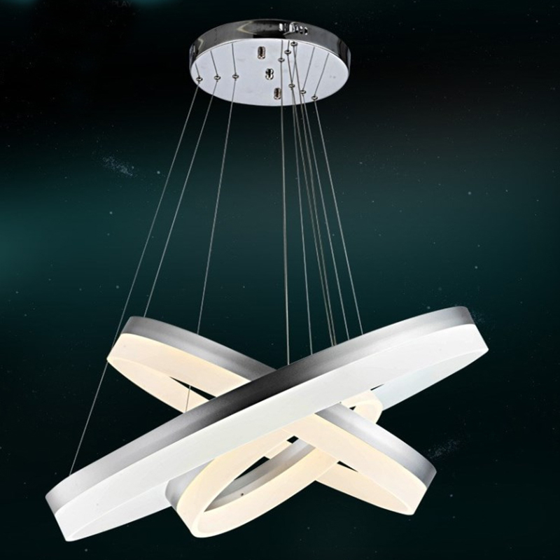 multi rings led pendant light modern led rings combination acrylic suspension lamp aluminum drop light