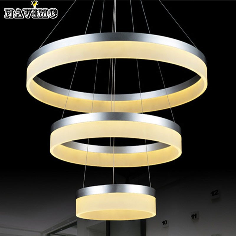 multi rings led pendant light modern led rings combination acrylic suspension lamp aluminum drop light