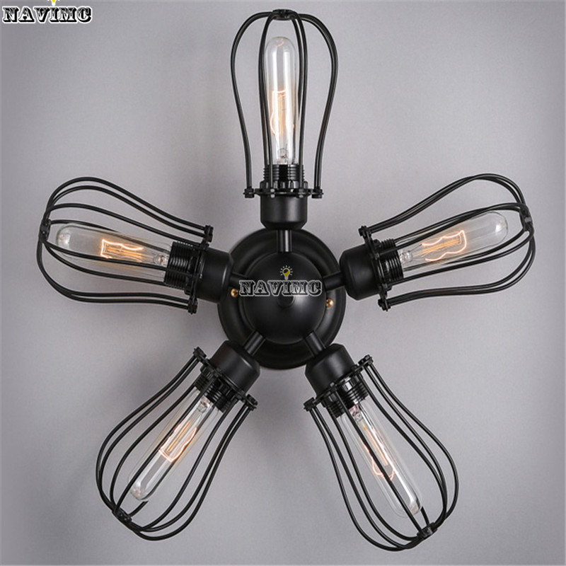 multiple head vintage wrought iron pendant lights decoration restaurant industrial cafe wall lamp dual use lamp