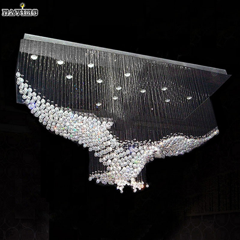 new eagles design luxury modern crystal chandelier lighting lustre hall led lights cristal lamp l100*w55*h80cm 110v-220v