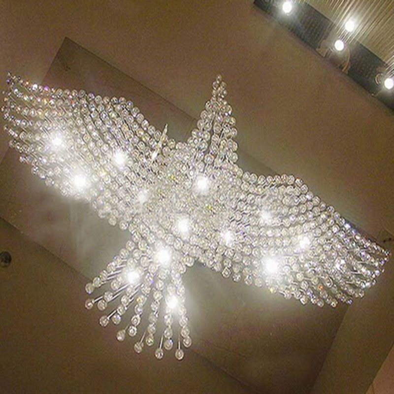 new eagles design luxury modern crystal chandelier lighting lustre hall led lights cristal lamp l100*w55*h80cm 110v-220v