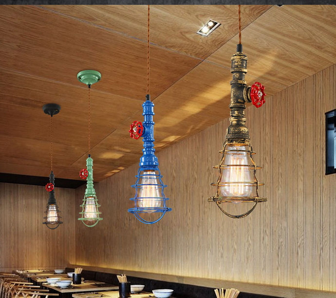 nordic loft vintage retro wrought iron copper chandelier pulley industrial lamps e27 edison pendant lamp home light fixtures