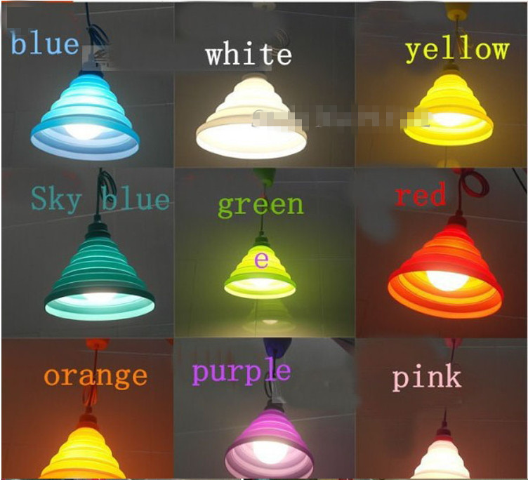 on big promotion fashion colorful silicone fold pendant lights lanterne home lighting lamps,cable length 1 meter,