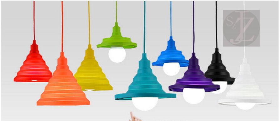 on big promotion fashion colorful silicone fold pendant lights lanterne home lighting lamps,cable length 1 meter,