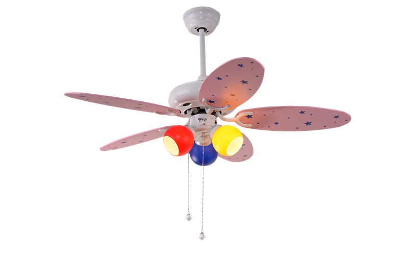 pink cartoon ceiling fan with lights kits for kids' room coffee house living room lamp stainless steel with wood blades fan