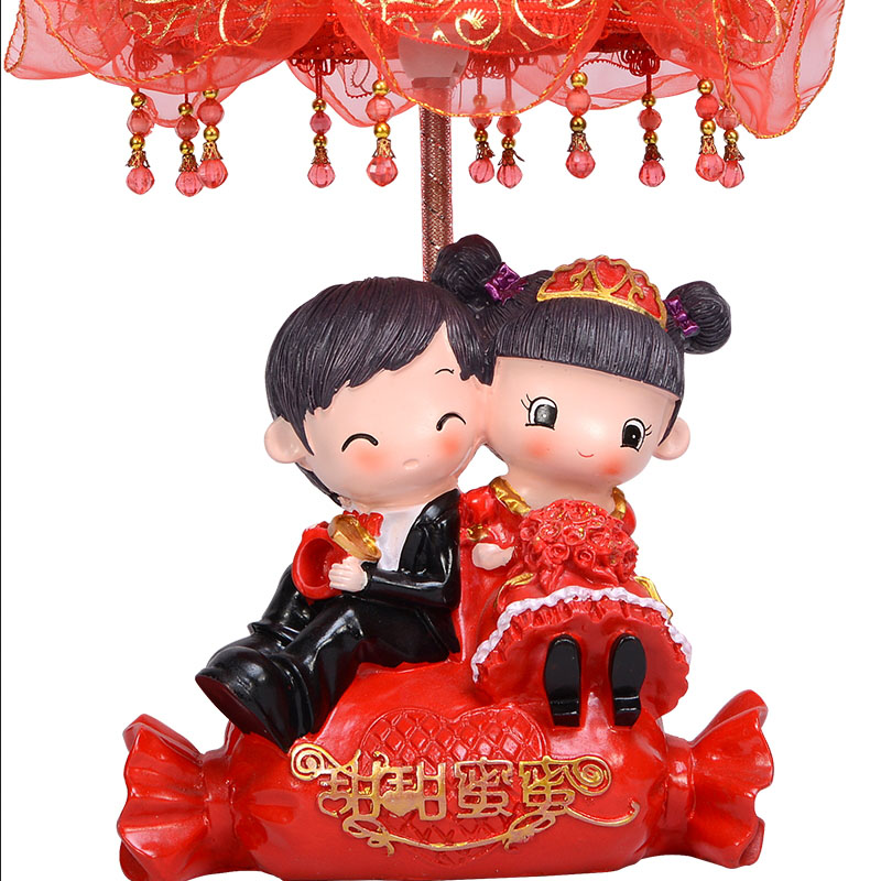 red chinese style bedside table lamp for kids room bedroom living room wedding decoration desk reading light