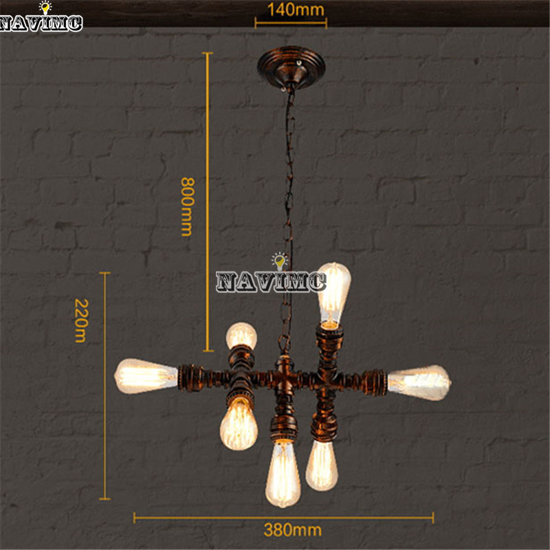 retro industrial water pipe iron chandelier creative personality loft cafe bar restaurant hanging lights