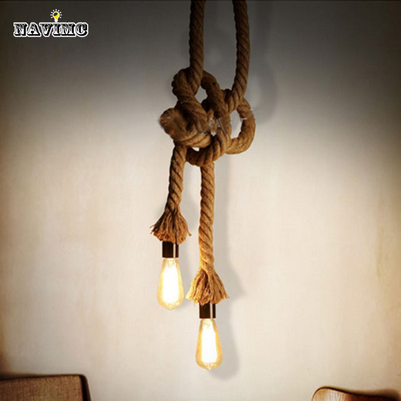 retro vintage rope pendant light lamp loft creative personality industrial lamp american style for ding living room restaurant