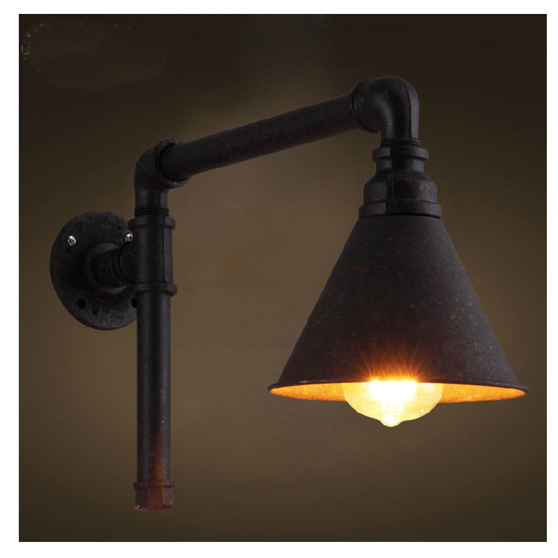 retro wrought iron industrial water pipe vintage loft black wall lamp sconce creative beside lamps e27 edison home light fixture