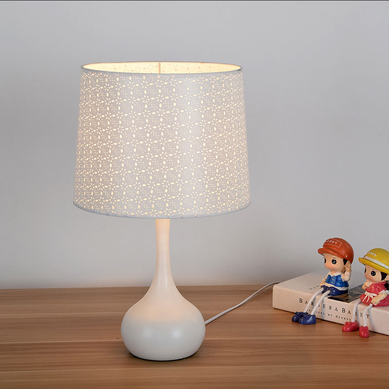 romantic kids room table lamp led eye protection reading light desk bedside lamp for living room flower fabric lampshade