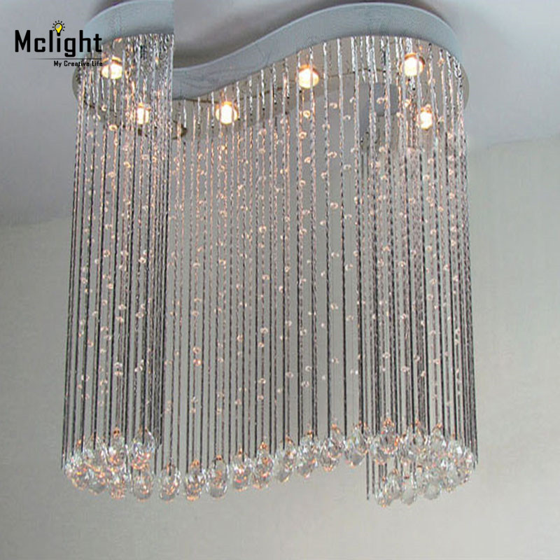 s-shaped 6 light crystal chandelier lighting fixture clear crystal lustre lamp for aisle stair hallway corridor porch light