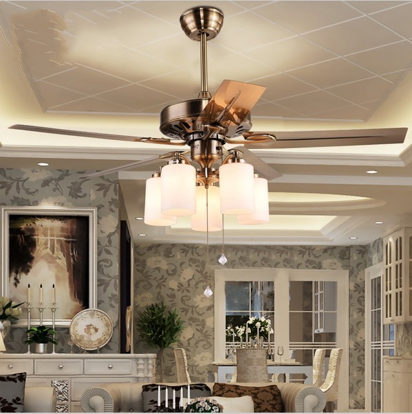 stylish european antique ceiling fan with light restaurant living room lamp 48 inch stainless steel with wood blades fan