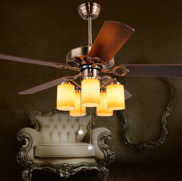 stylish european antique ceiling fan with light restaurant living room lamp 48 inch stainless steel with wood blades fan
