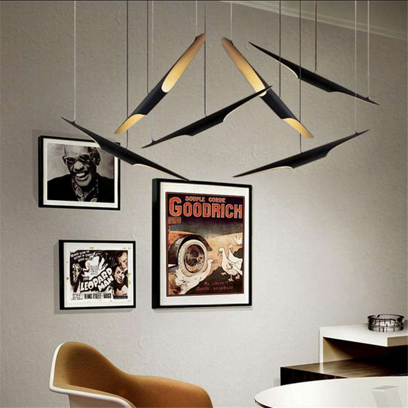 vintage coltrane suspension led pendant light for restaurant lamp aluminum pipe chandleier black and golden single head