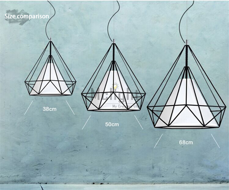 vintage diamond birdcage chandelier , creative restaurant study lamps, lighting fixtures , wrought iron pyramid single head