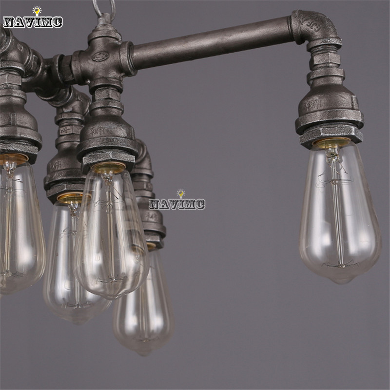 vintage wrought iron water pipe chandelier bar restaurant themed clubs creative antique hanging lamps - Click Image to Close