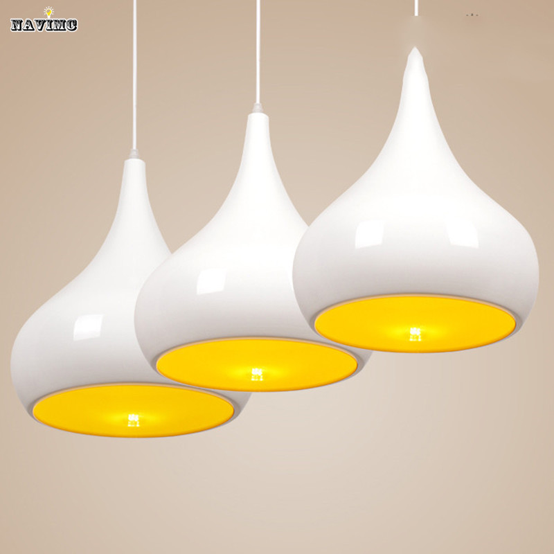 white modern pendant lights for bar cafe coffee house dining room lamp circular cone shape yellow simple lighitng fixture
