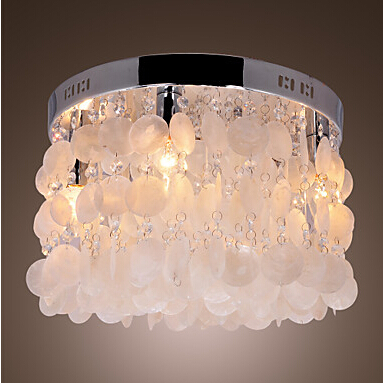 white shell crystal ceiling light (chrome finish)