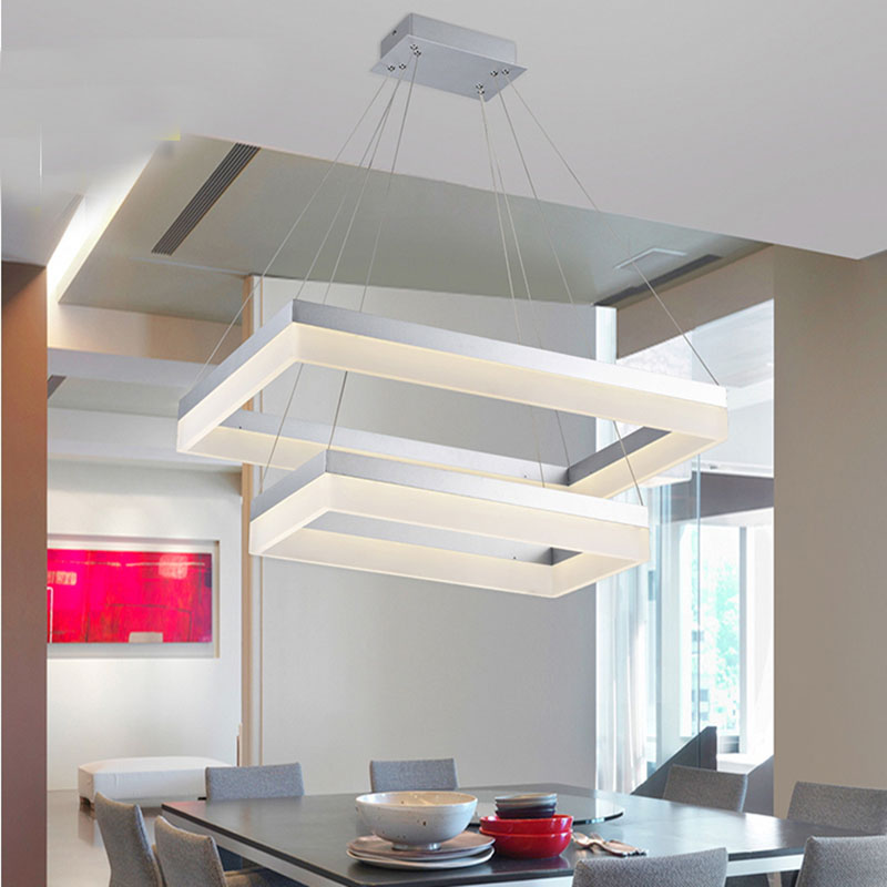 whole led pendant light modern rectangle pendant suspension light fixture silver or black color for dining room