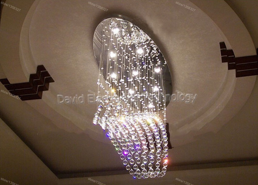 whole oval curtain wave modern chandelier crystal lamp living room light size:l1000*w500*h650mm