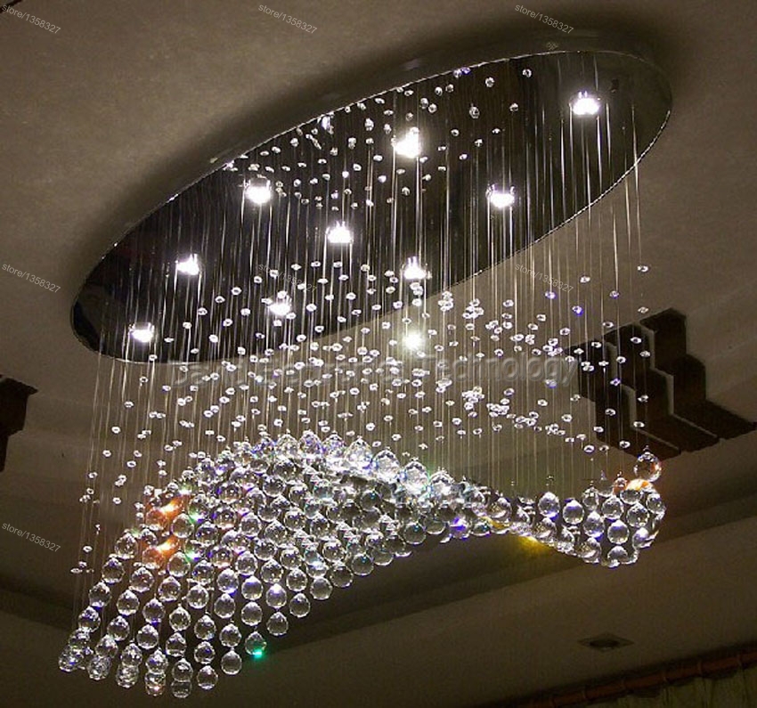 whole oval curtain wave modern chandelier crystal lamp living room light size:l1000*w500*h650mm