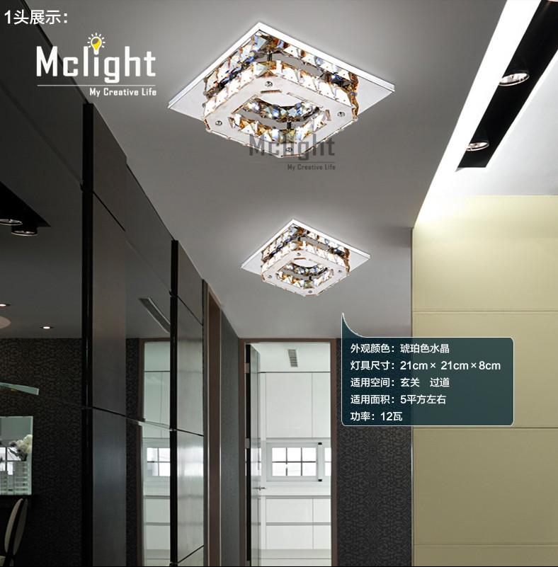 1 pcs modern led crystal ceiling light fixture square led crystal lamp for hallway corridor asile led lighting fast