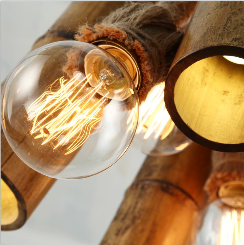 10 lights loft vintage bamboo rope creative pendant lights knitting rope pendant lamp for dinning room,bar,shop store - Click Image to Close