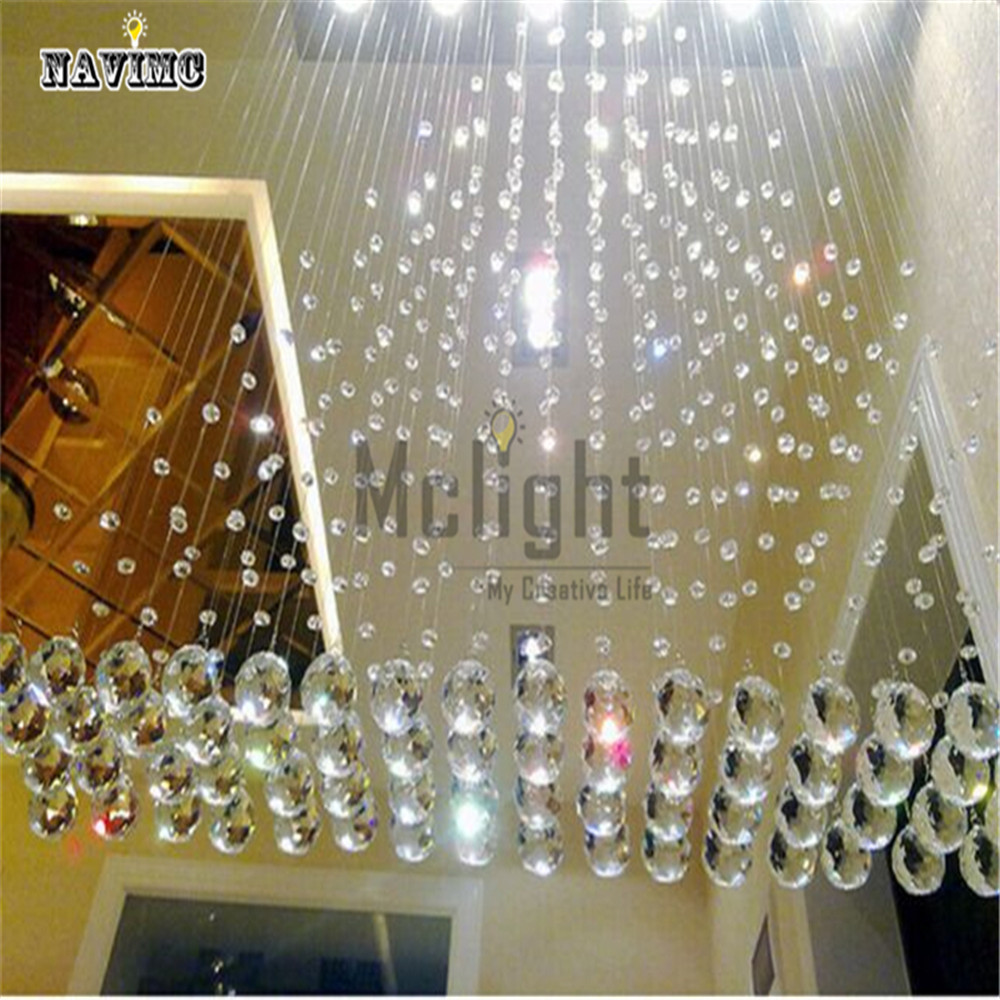 100cm modern led cystal curtain chandelier balls hanging wire square light fixture rain drop ceiling lamp lighting