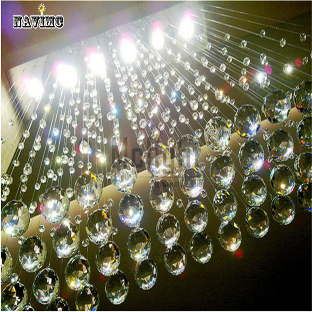 100cm modern led cystal curtain chandelier balls hanging wire square light fixture rain drop ceiling lamp lighting - Click Image to Close