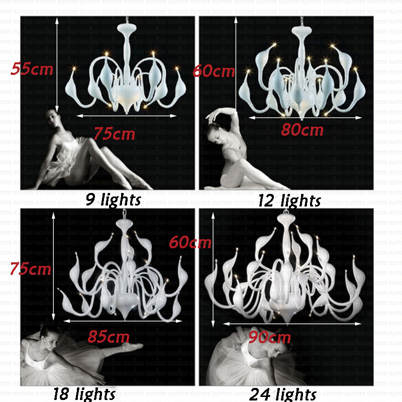 12 lights white swan chandelier light fitting/ lamp/ lighting fixture d820mm h550mm mcp0536