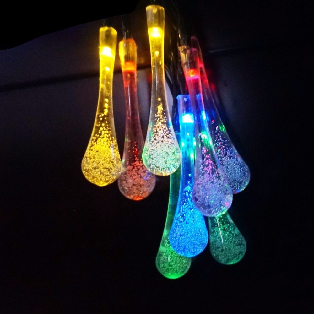 20 led solar powered water drop led string lights led fairy light for wedding christmas party festival outdoor indoor decoration