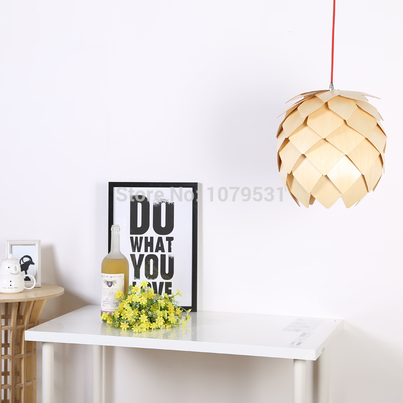 2016 new modern design diy style wooden pinecone shape small pendant lights suspension lamps for home decor
