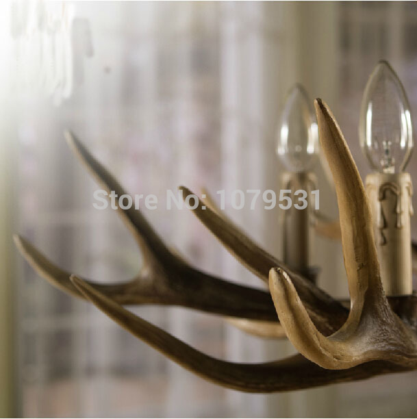 6/8/10 heads europe deer horn antler pendant lamp mediterranean resin antler lampshade kitchen decor suspension luminaire,e14