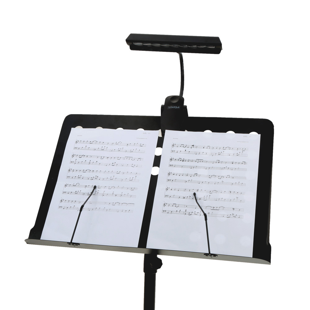 9 leds portable flexible orchestra piano music score light stand clip light desk reading lamp