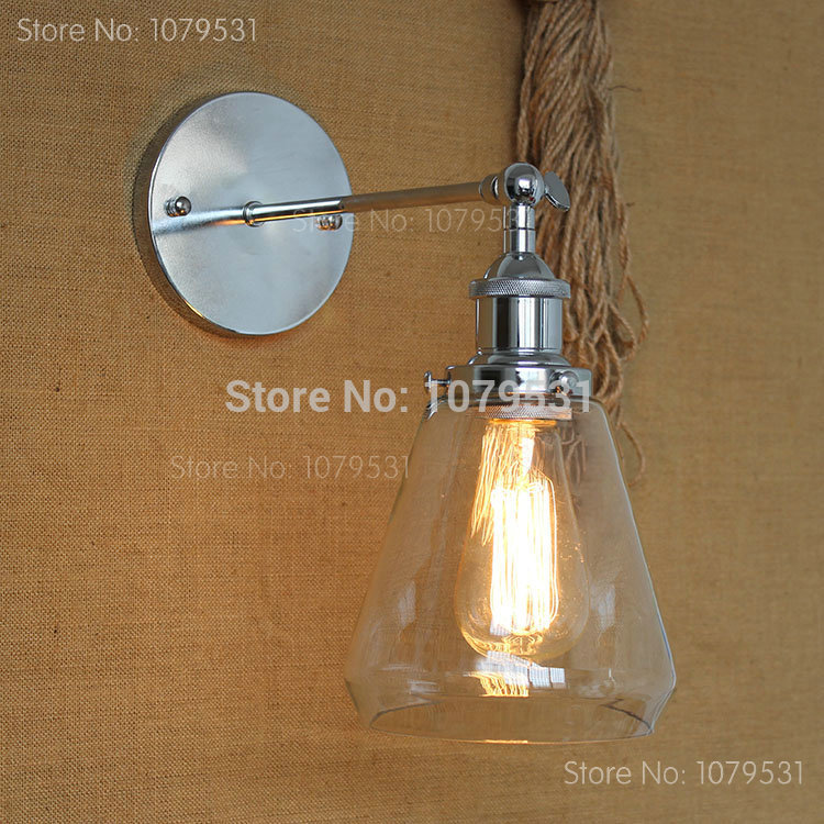 american country loft wall lamps vintage transparent glass lampshade golden home lighting for living room,bedroom