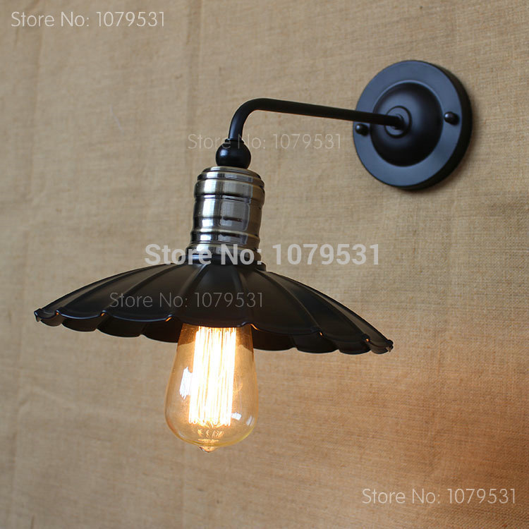 american country retro black umbrella wall lamp rh loft edison restaurant bedside wall sconce lighting - Click Image to Close