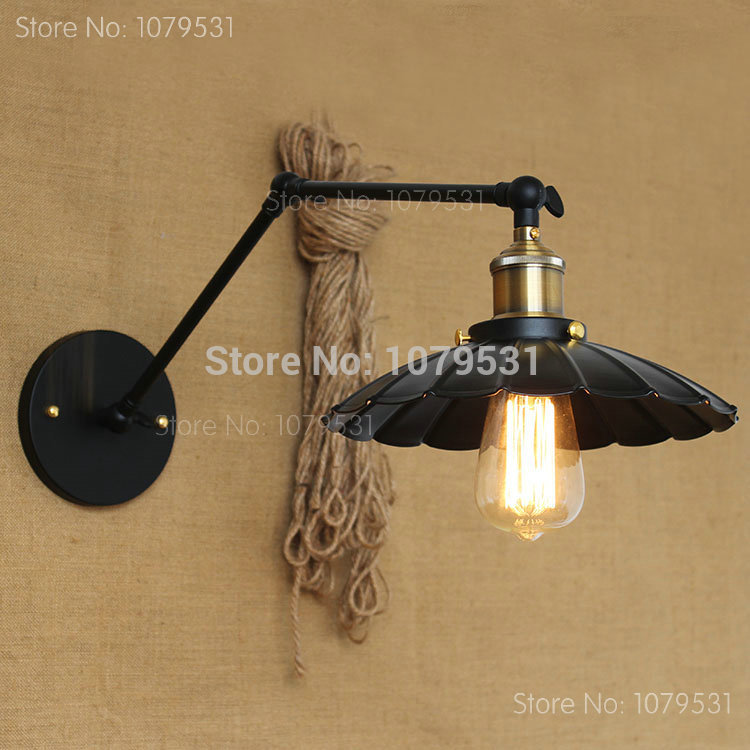 american country retro umbrella wall lamp rh loft restaurant bedside two swing arm wall sconce lighting - Click Image to Close