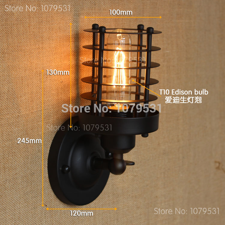 american industrial vintage loft wall lamps aisle vintage iron wall light with cage for home decoration,coffee bar beside lamp