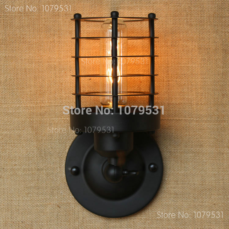 american industrial vintage loft wall lamps aisle vintage iron wall light with cage for home decoration,coffee bar beside lamp - Click Image to Close