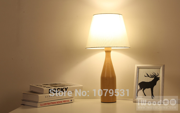 american wood bottle table lamp modern personality wooden light bedroom bedside wood table lamp fabric wood lamp creative lamp