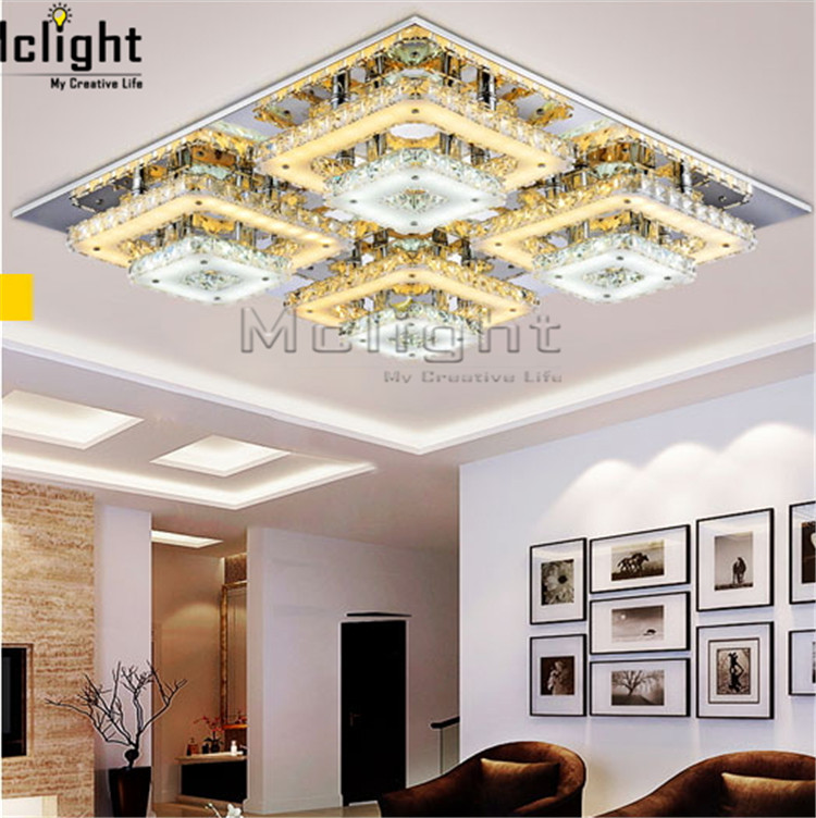 art deco remote control square flush mount crystal ceiling lights fixture foyer led wireless living room ceiling lamp