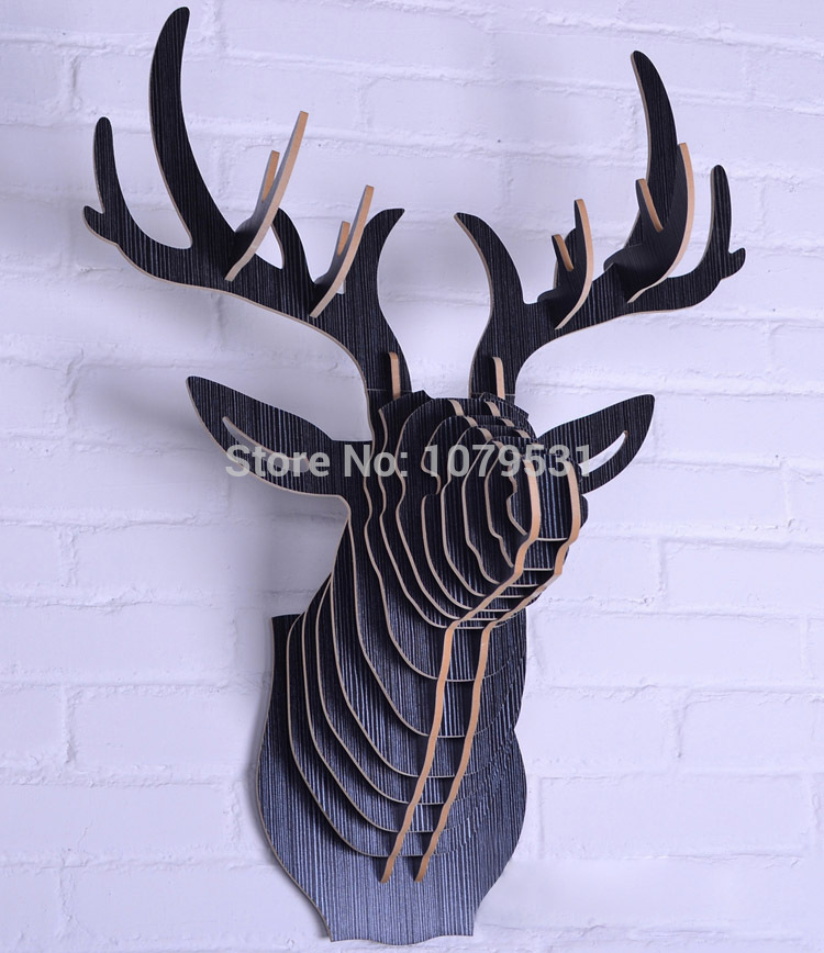 [black line] deer head wall hanging home decoration of wooden crafts,animal head wall decor ,carved wood art,elk decoration
