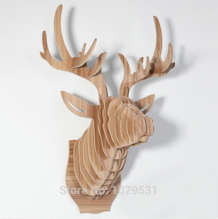 deer head,home decoration,wall art diy wooden craft wall decor wall stickers home decor,christmas decoration,wood animal 9 color