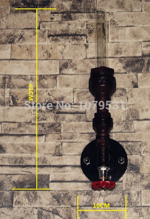 e27 edison loft iron single head bar industrial water pipe wall lamp,rustic iron pipe lamp