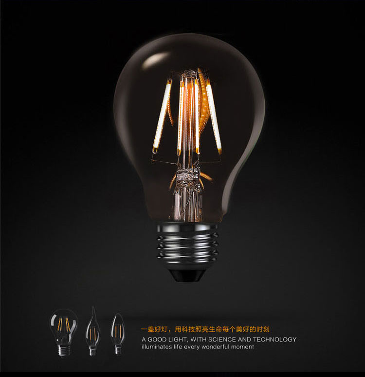 e27 led filament edison bulb indoor led clear glass bulb a60,g80,g95,g125 4w 6w 8w bombillas led ac110-220v
