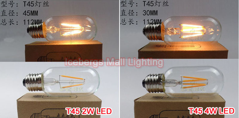 e27 led filament edison bulb indoor led clear glass bulb t45,st58,st64,a19,g80,g95,g125 2w/3w/4w bombillas led ac110-220v