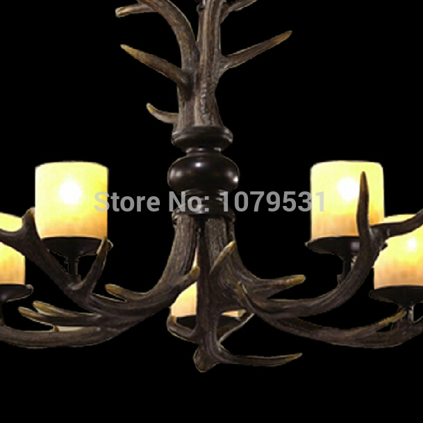 europe country 5/6 heads american retro pendant lamp fixture resin deer horn antler lampshade pendant light , e27 110-240v