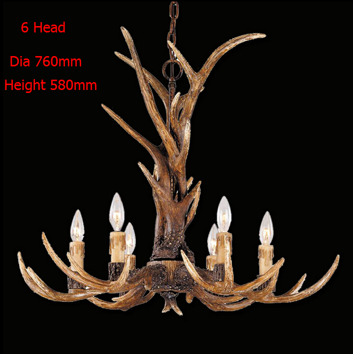 europe country 6 head candle antler chandelier american retro resin deer horn lamps home decoration lighting e14 110-240v
